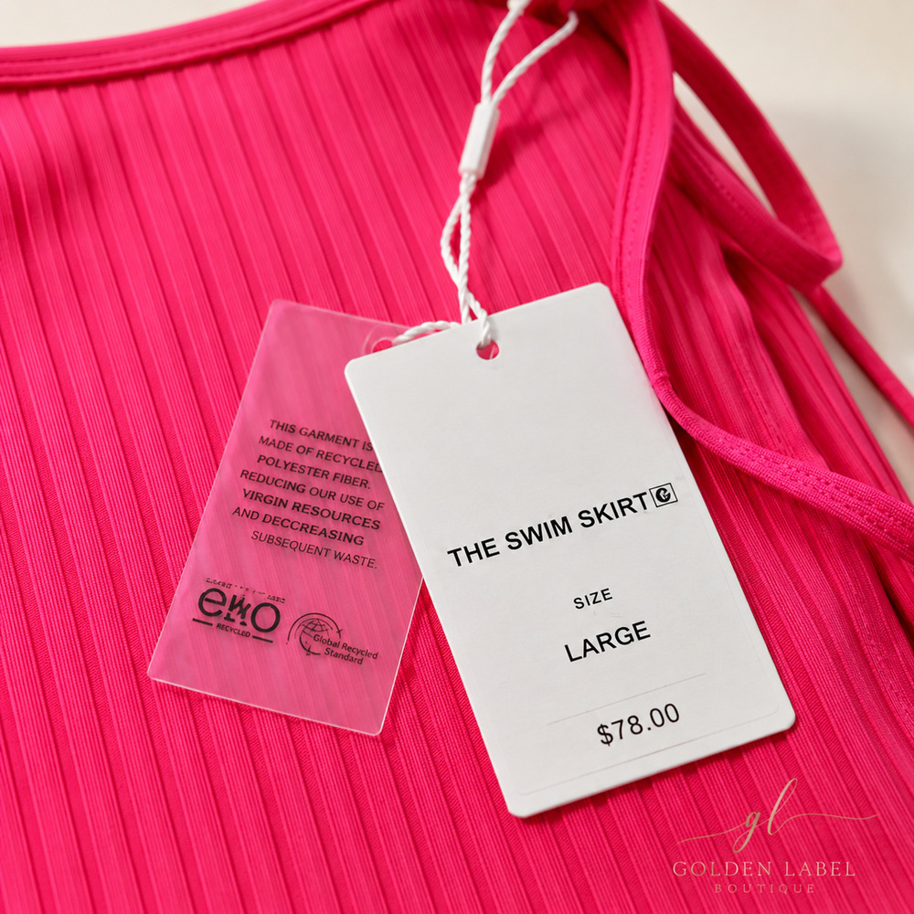 Solid & Striped Nola Ribbed Swim Skirt Large Hot Pink NWT MSRP $78 - Picture 3 of 5